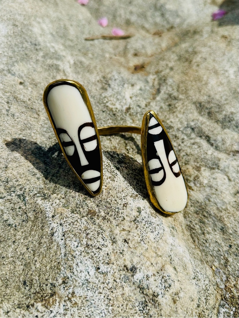 Black and Cream Tribal Mask Cuff Bracelet